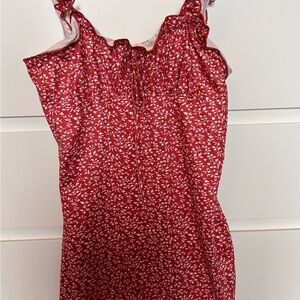Red Floral Sleeveless Top